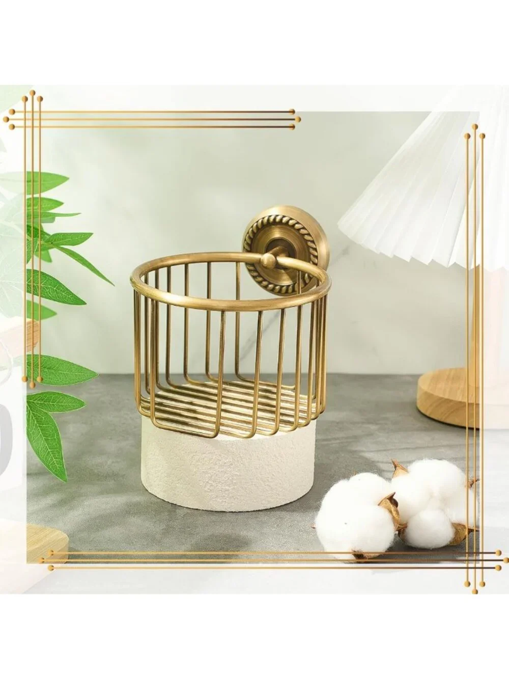 Vintage Brass Toilet Paper Holder Set - Wall Mounted Antique Decor for Bathroom